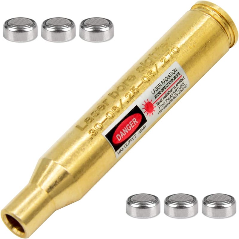MOSANDON .30-06/25-06/270 Bore Sight Laser Red Dot Cartridge Laser bore Sighter with 2 Sets of Batteries - Image 1